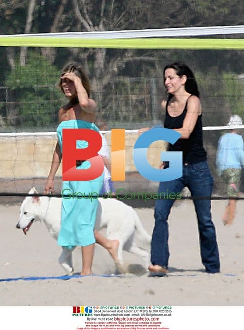 Jennifer Aniston and Courteney Cox on Malibu Beach