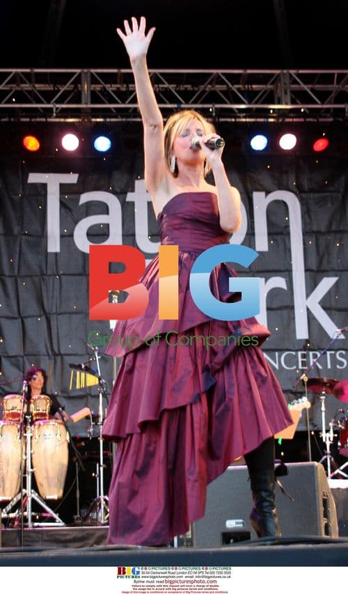 Claire Grogan of Altered Images on stage at 80s pop concert