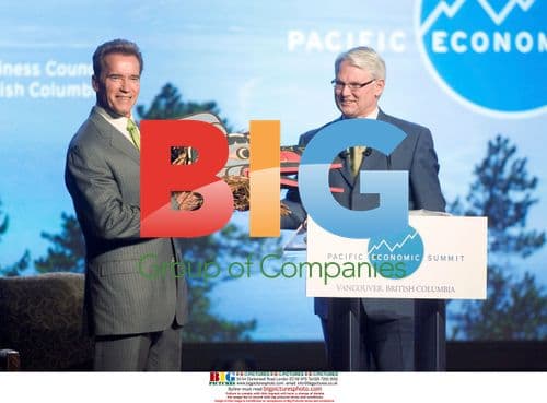 BC Premier Presents Mask to Schwarzenegger