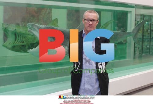 Damien Hirst with 'Death Explained' Sculpture