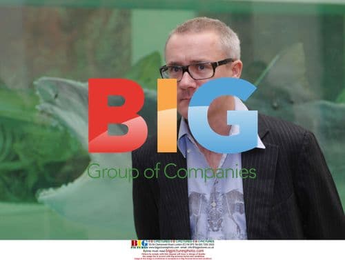 Damien Hirst with "Death Explained" Sculpture