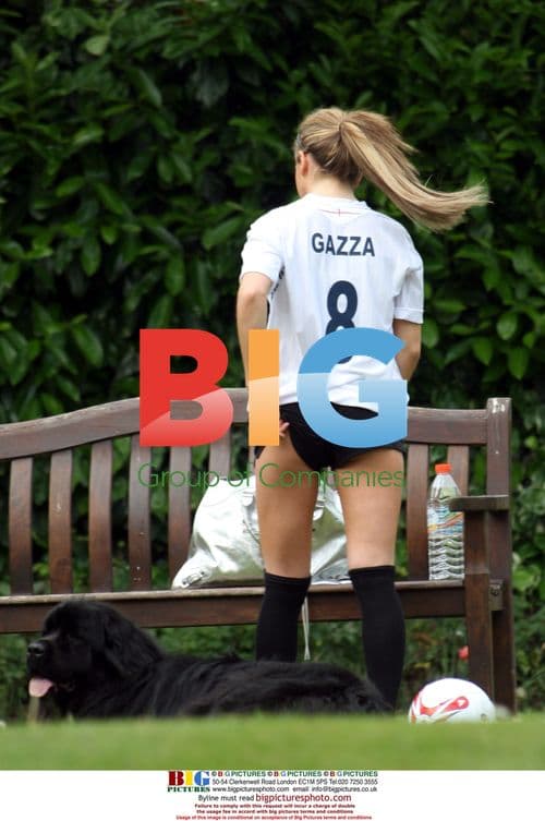 Bianca Gascoigne and her dog in London park