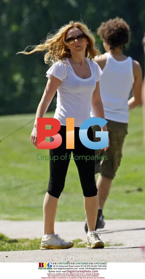 Geri Halliwell seen exercising with trainer