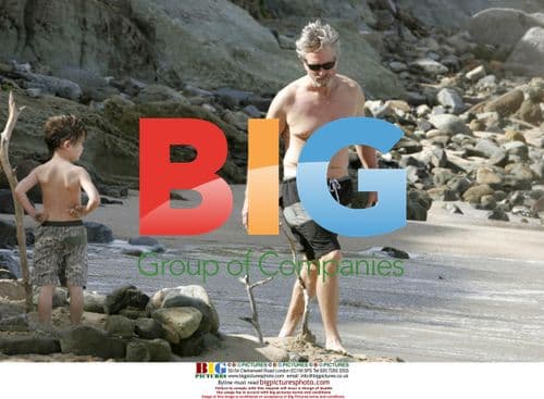 Michael Douglas with son Dylan on beach
