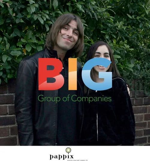 Liam Gallagher poses with teenagers in London
