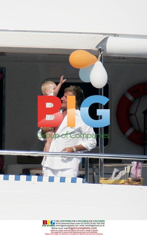 Rod Stewart and Penny Lancaster Celebrate on Yacht