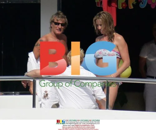 Rod Stewart and Penny Lancaster Celebrate on Yacht