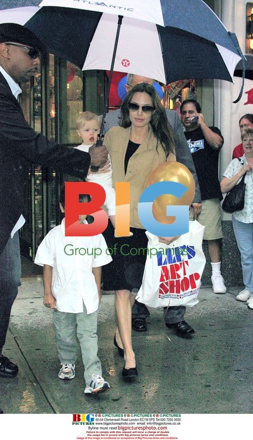 Angelina Jolie with Children Leaving Store