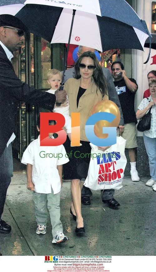 Angelina Jolie shops with kids in NYC