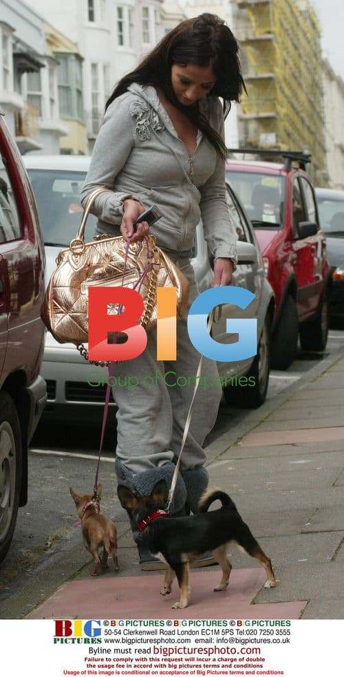 Chantelle Houghton and Samuel Preston with puppies