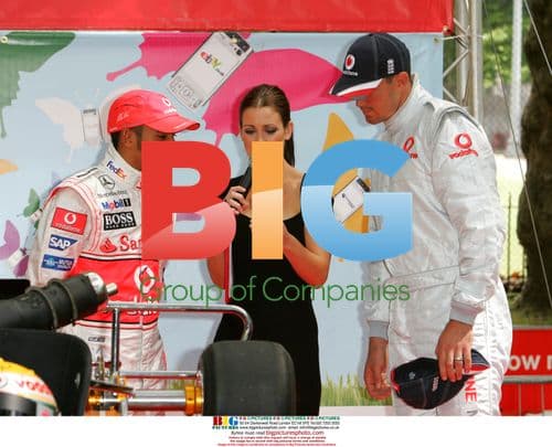 Lewis Hamilton and Kevin Pietersen at Vodafone UK launch