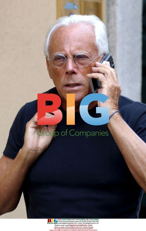 Giorgio Armani Chatting on Phone in Milan