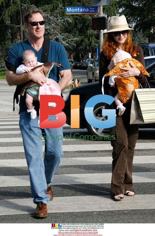 Marcia Cross and family shopping in Santa Monica