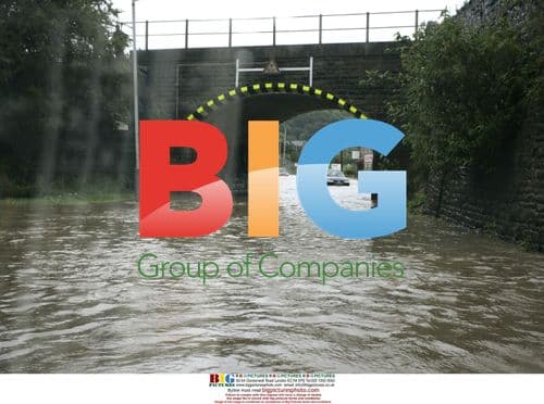 Flooded Brimington Road North in Chesterfield, Derbyshire