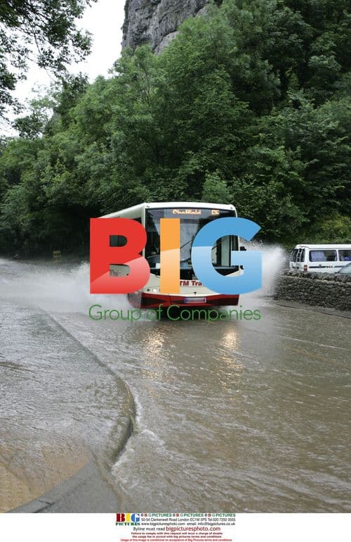 Flooded A623 Road in Baslow, UK