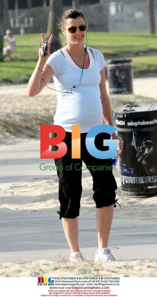Pregnant Bridget Moynihan Exercises in Santa Monica