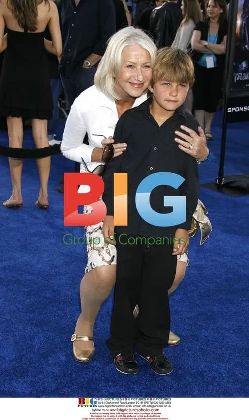 Helen Mirren and great nephew at Transformers premiere