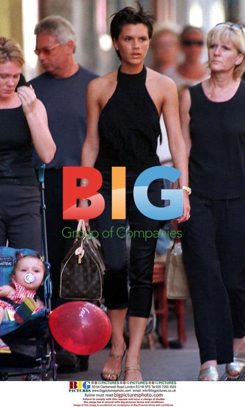 Victoria, David and Brooklin Beckham in Nice