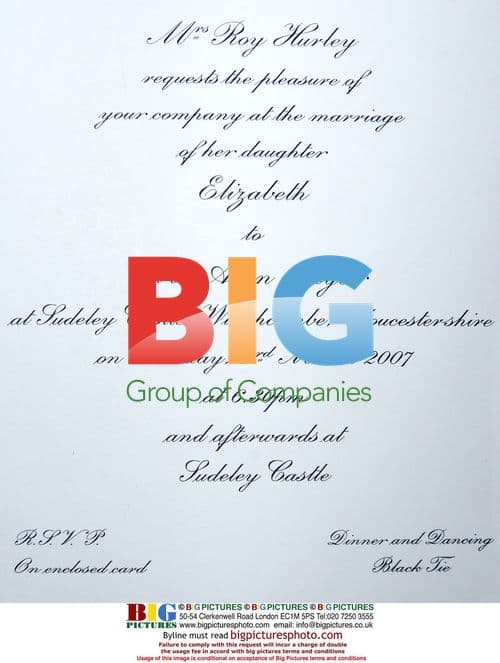 Liz Hurley's Wedding Invitation