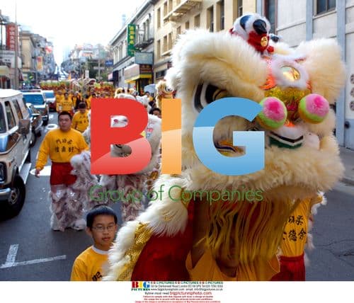 Lion dancing during San Francisco Chinese New Year