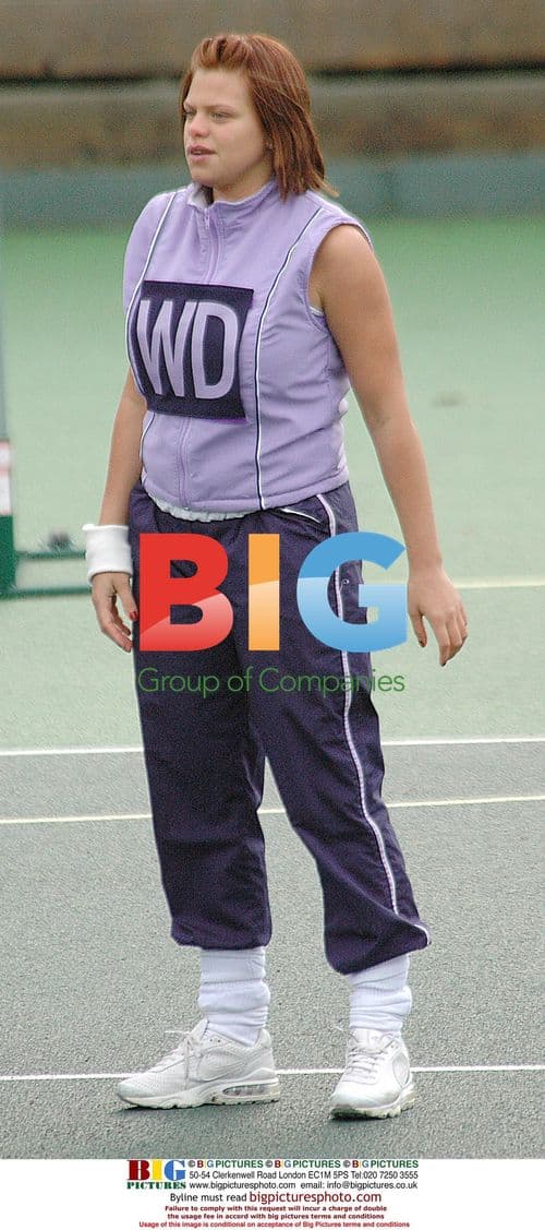 Jade Goody Warming Up for Netball Game