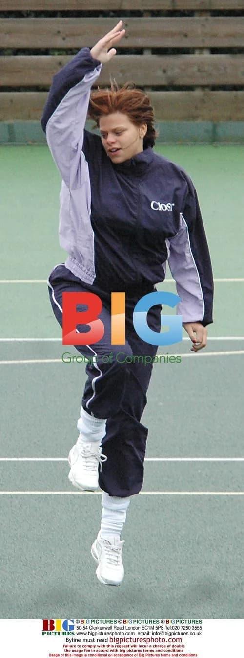 Jade Goody warms up for Netball