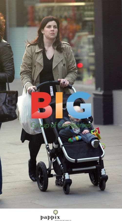 Kirstie Allsopp out with newborn son in London