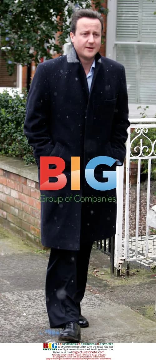 David Cameron Leaving Home in Snow