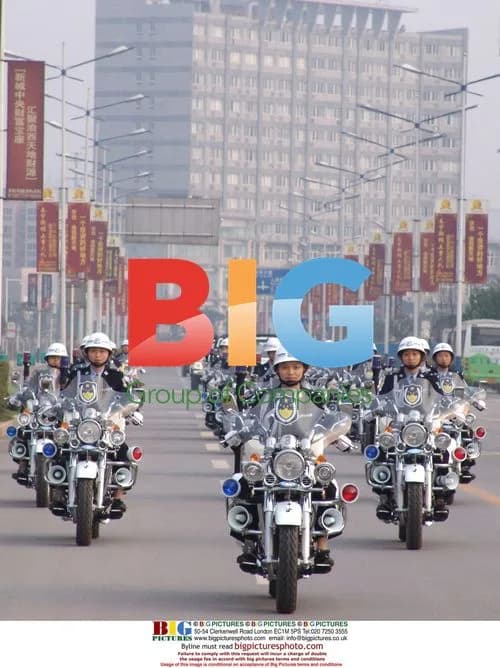 Police Patrolling Street in Chongqing, China