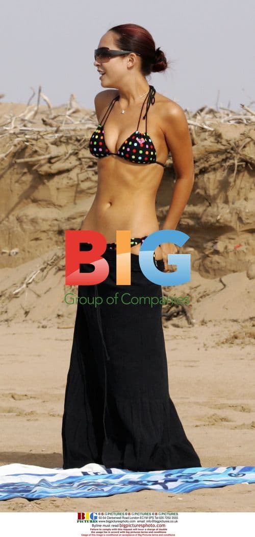 Myleene Klass Relaxes on Beach in Spain