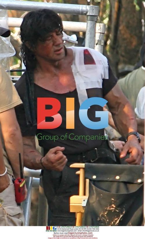 Sylvester Stallone on set of Rambo 3 in Bangkok