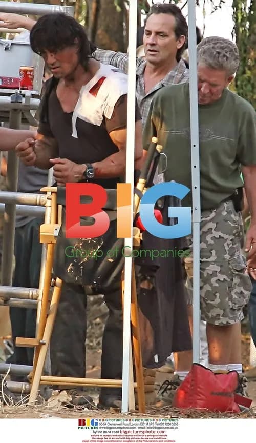 Sylvester Stallone on the set of 'Rambo' in Bangkok