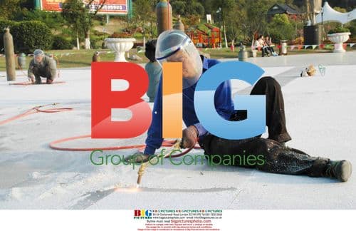 Workers Burning Marble Ground for Skid Proofing