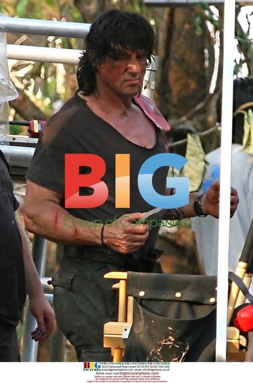 Sly Stallone on the 'Rambo' set in Bangkok