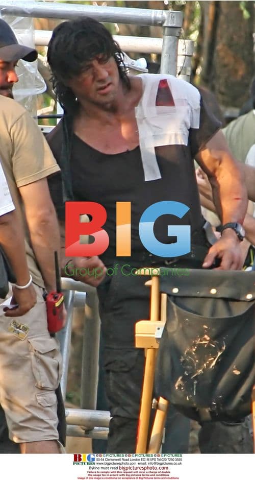 Sylvester Stallone on the set of Rambo 3