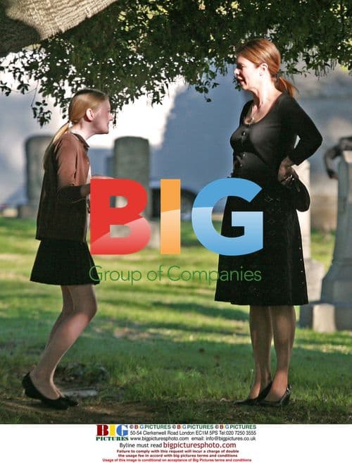 Dakota Fanning and Jeanne Tripplehorn on set of 'Winged Creatures'