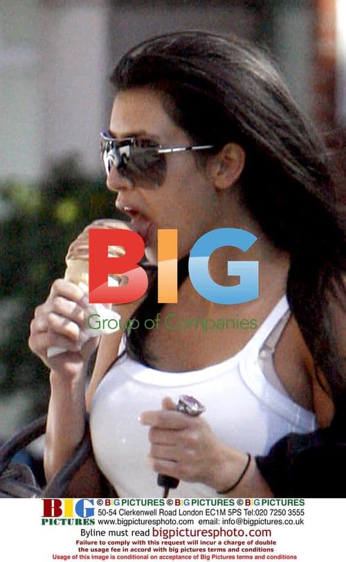 Kim Kardashian Eats Ice Cream in Beverly Hills