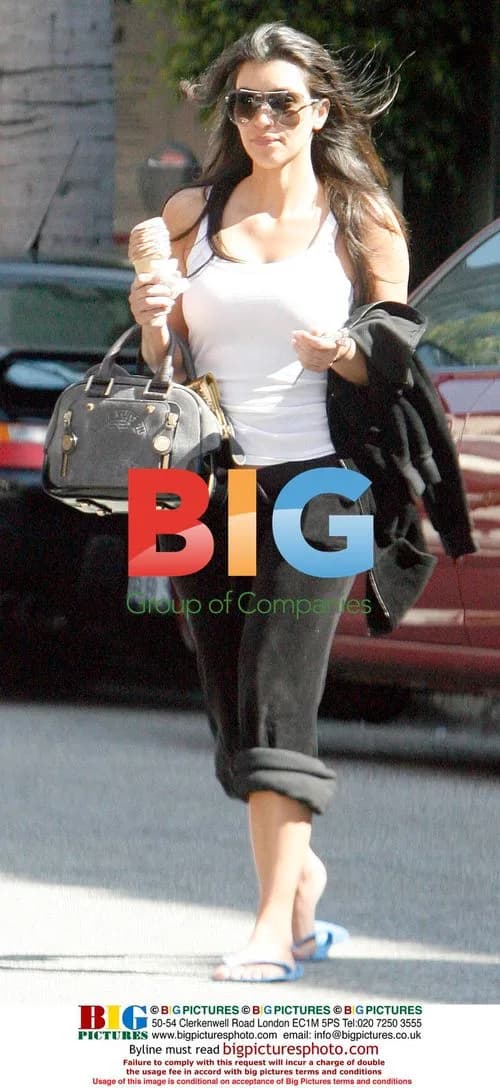 Kim Kardashian Eats Ice Cream in Beverly Hills