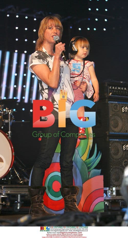 Sarah Cox and daughter Lola at Radio 1 Big Weekend