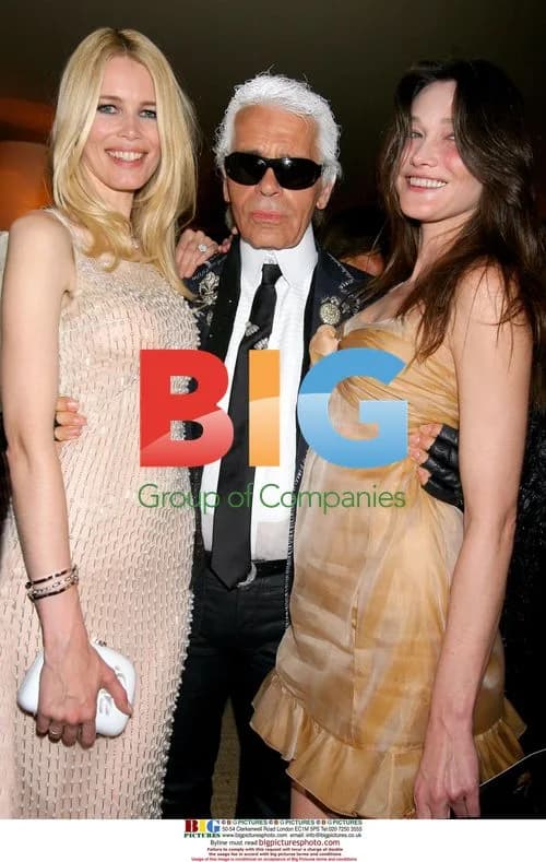 Claudia Schiffer, Karl Lagerfeld & Carla Bruni at Chanel Party in Cannes