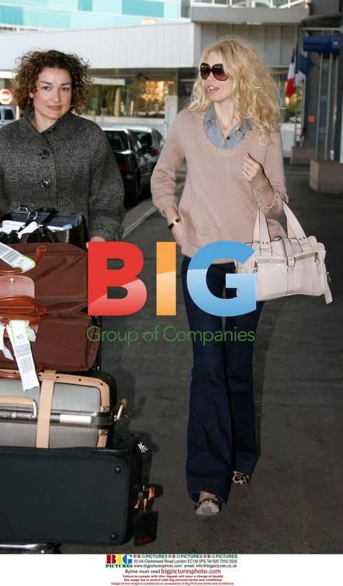 Claudia Schiffer departs Nice Airport after Chanel shoot