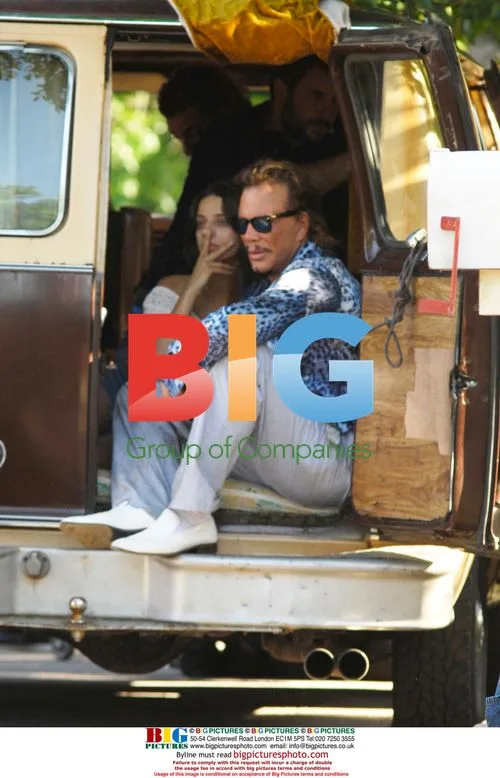 Mickey Rourke & Angela Sarafyan on set of The Informers