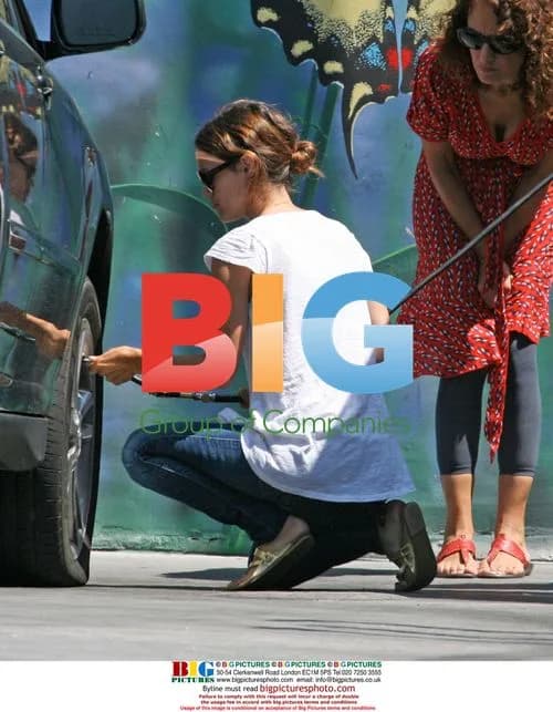 Rachel Bilson Fills Flat Tire After Lunch