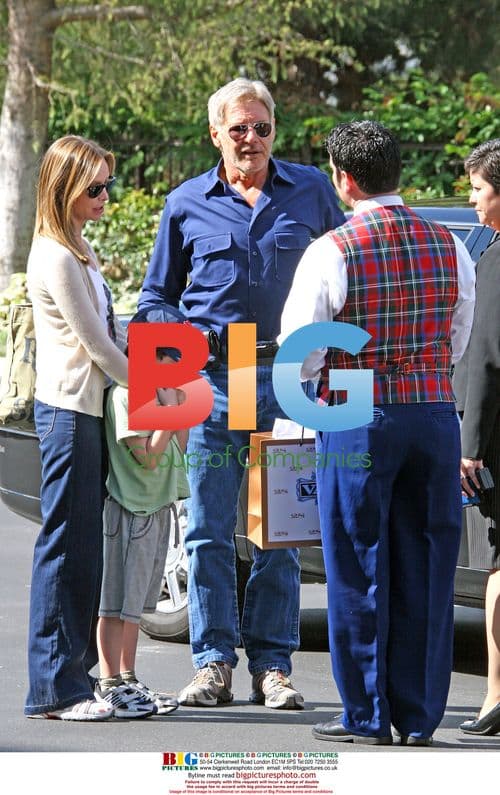 Harrison Ford with Calista Flockhart and son at Disneyland