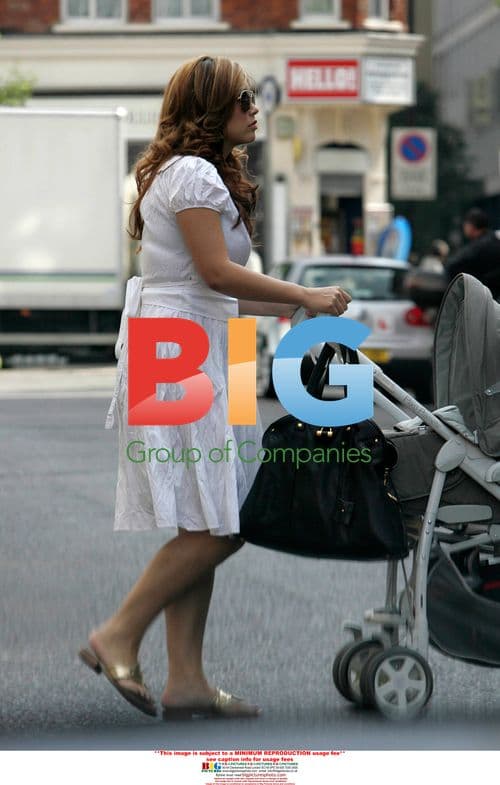 Myleene Klass walks with baby Ava in London