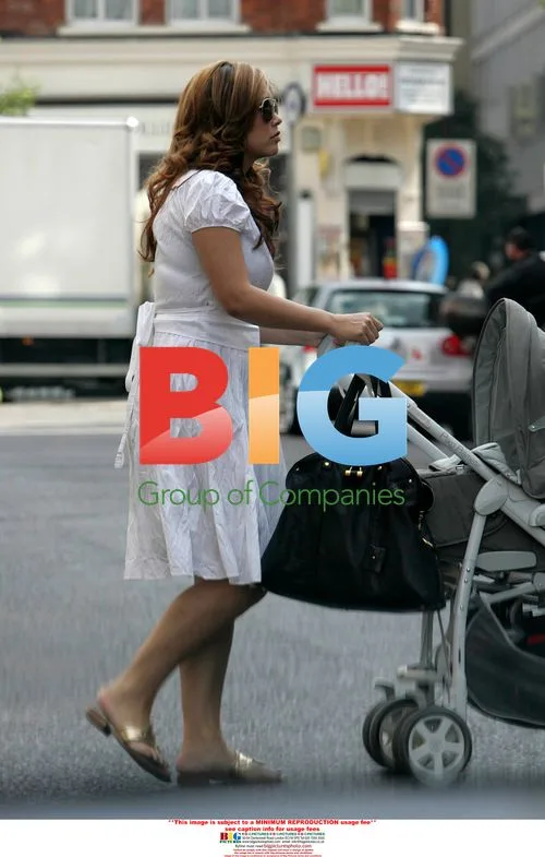 Myleene Klass walks with baby Ava in London