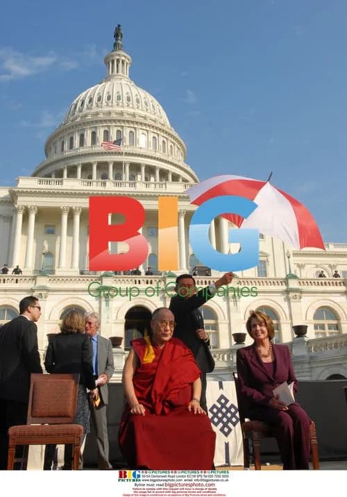 Dalai Lama and Nancy Pelosi Wait Outside U.S. Capitol