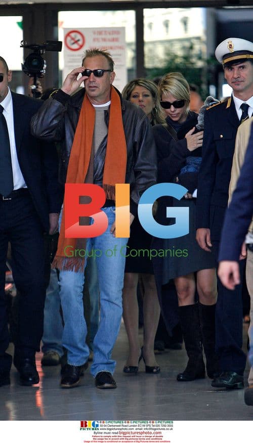 Kevin Costner and Family Arrive in Rome