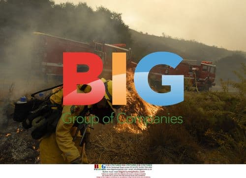 Firefighter Holds Line on Harris Fire