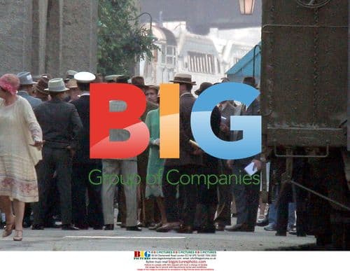 Angelina Jolie Films "The Changeling" at Train Station